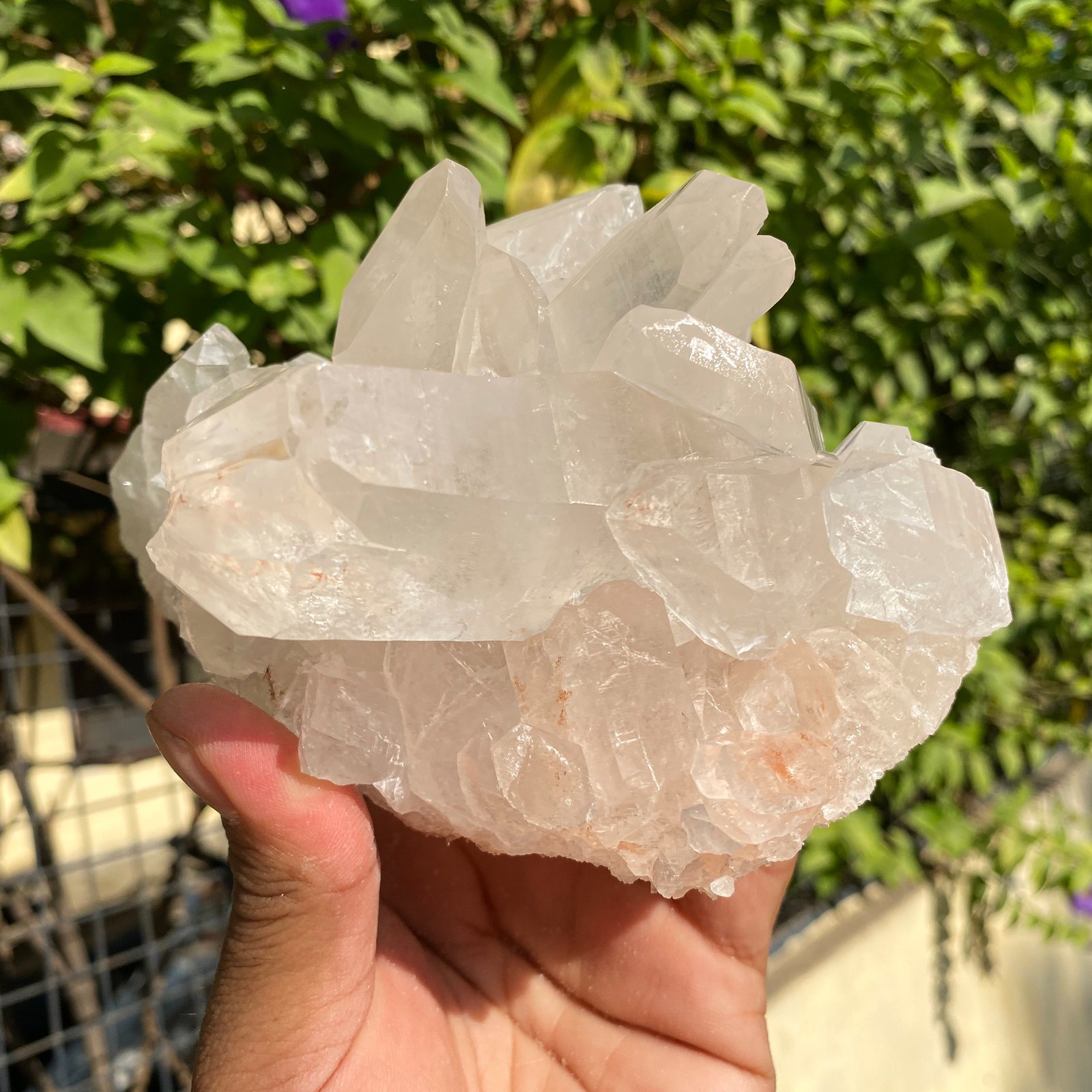 Large 2.24 lbs natural white lemurian geniune himalayan crystal cluster India
