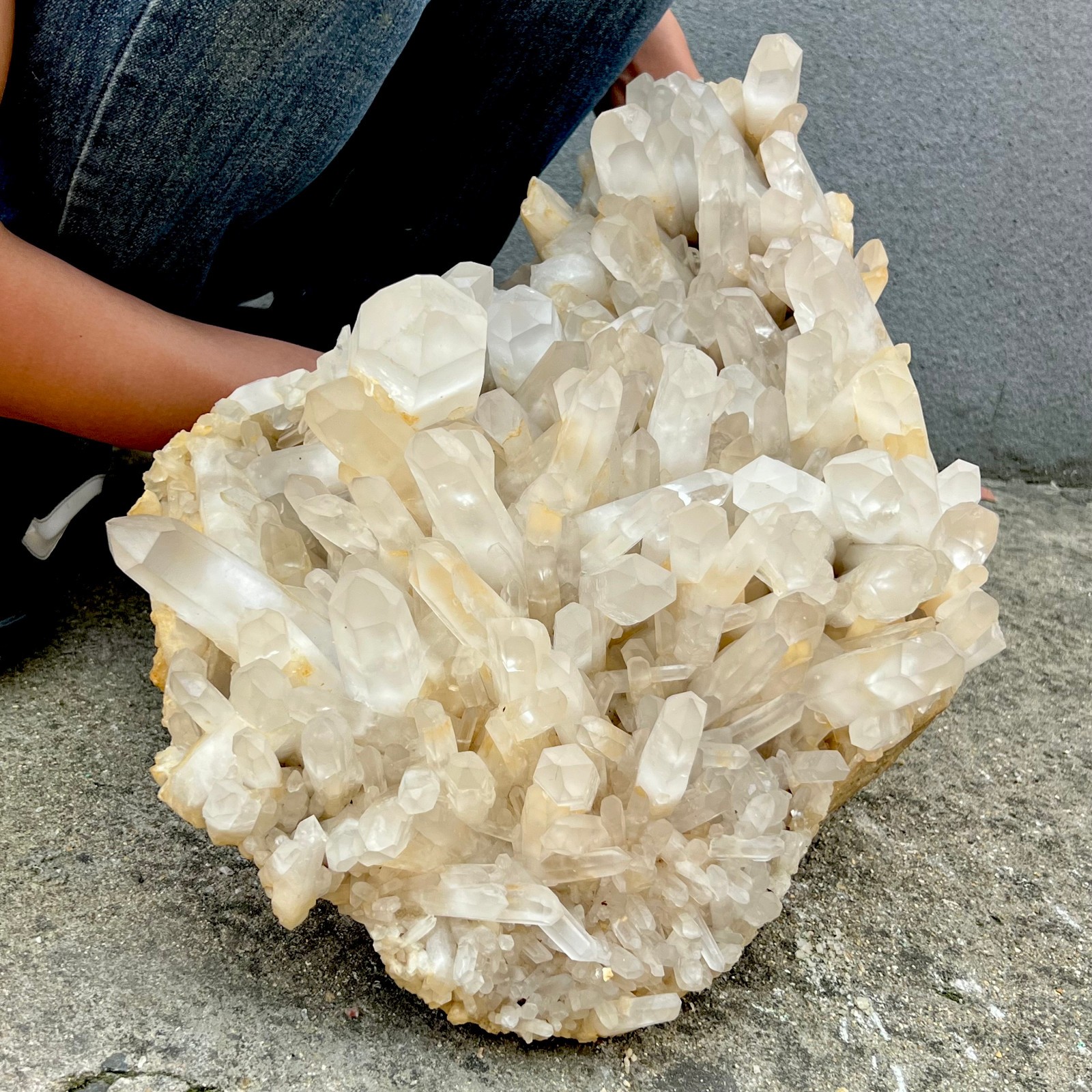 54LB New Find white Phantom Crystal Quartz Cluster Mineral Specimen Healing