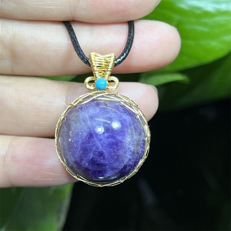 20mm+ Natural Dreamy Amethyst Quartz Sphere Quartz Crystal Ball Pendant Gem 1PC