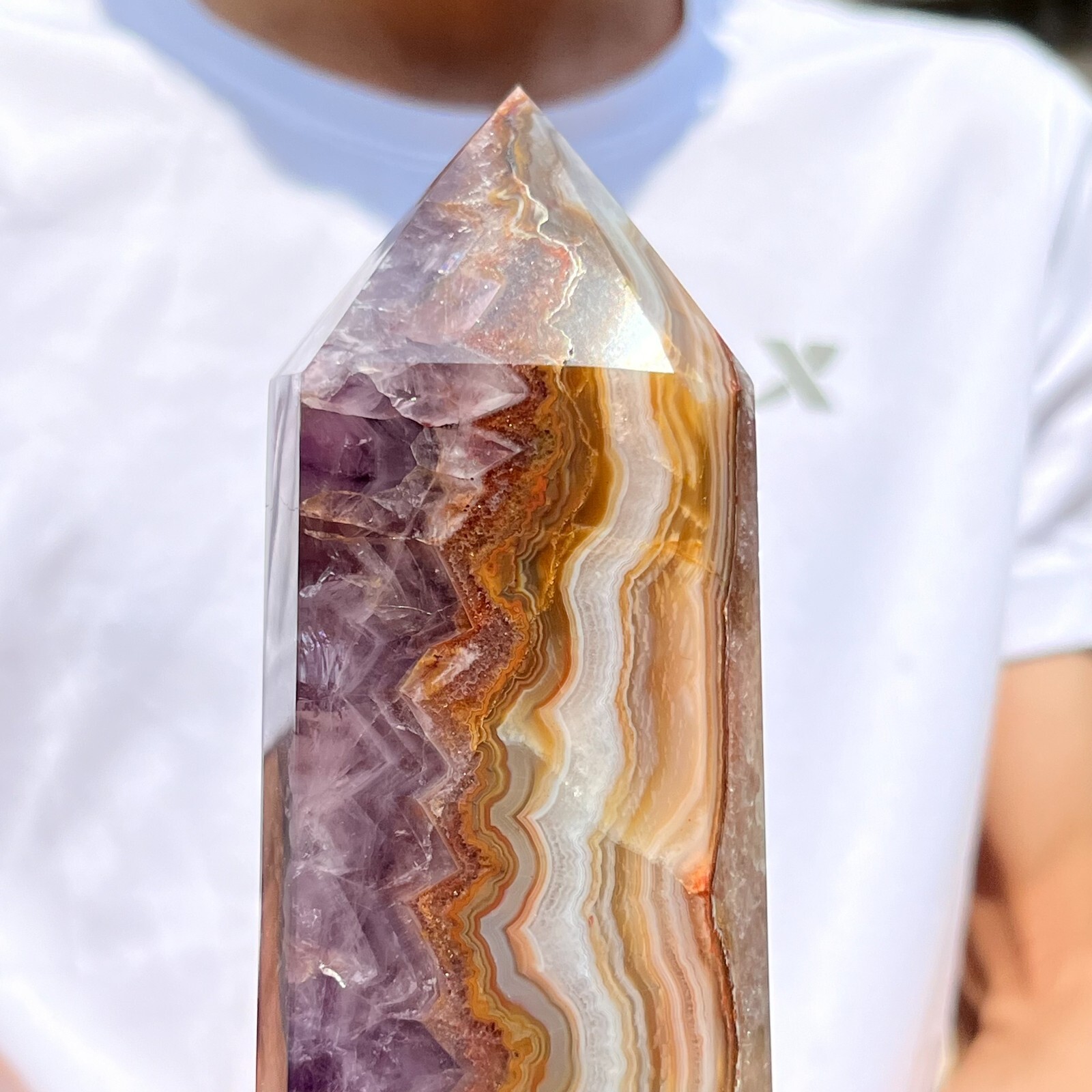 1260g Natural Rare Amethyst Lace Agate Tower Quartz Crystal Reiki Healing