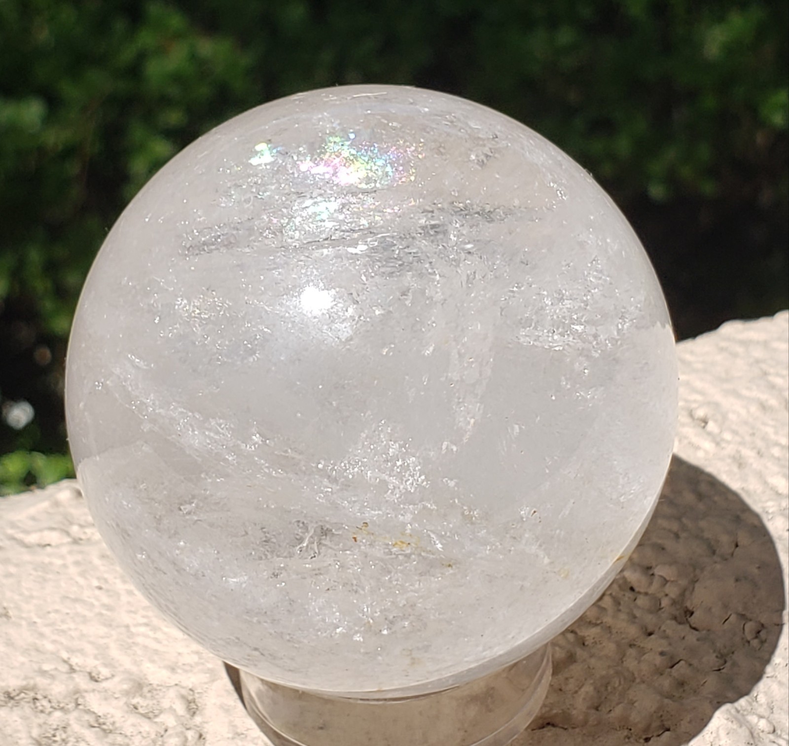 2.2″ Clear Quartz Natural Crystal Ball Sphere Orb Rainbows Phantom Golden Healer