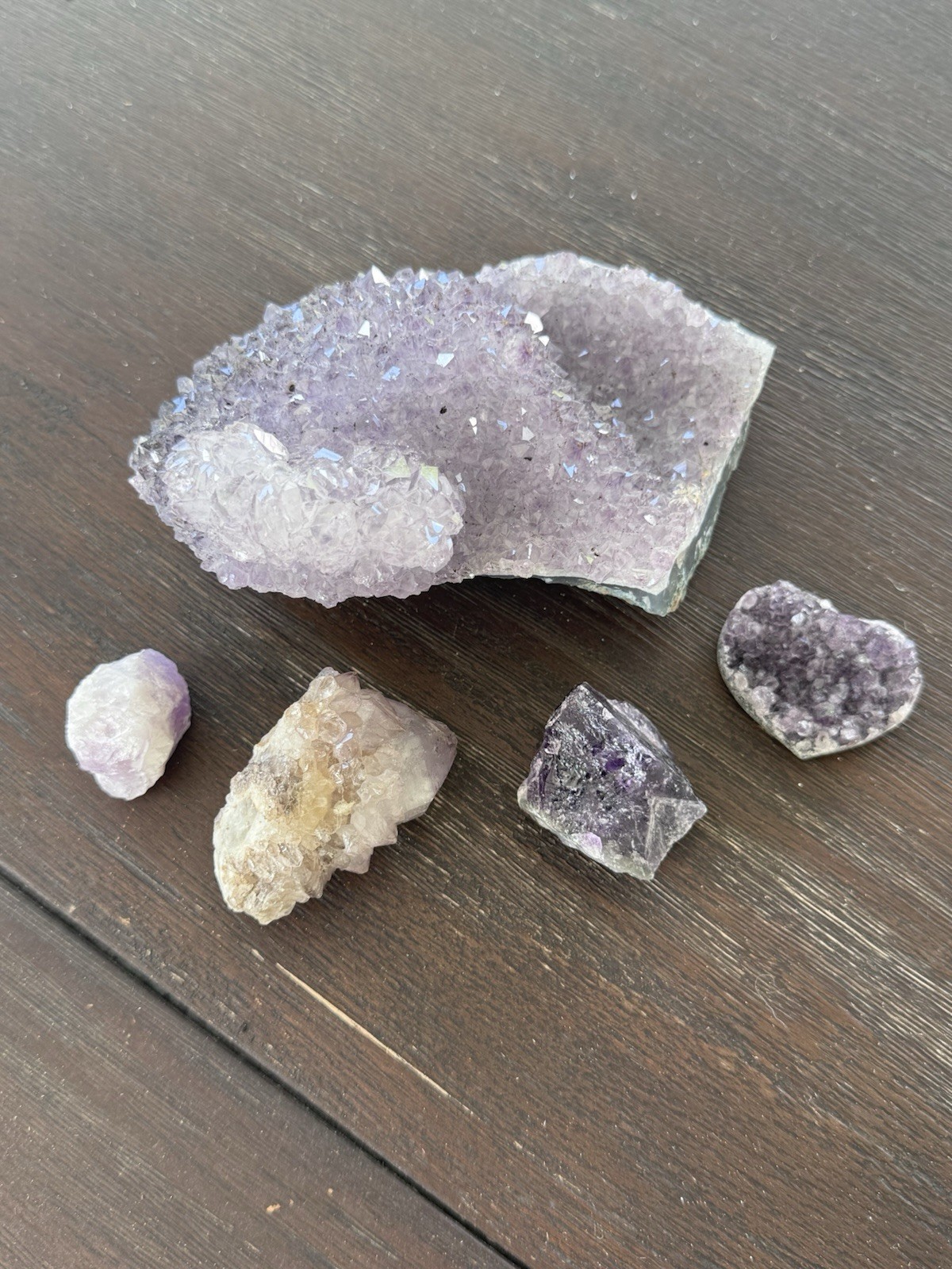 Natural Amethyst Crystals Total 1b 13 Oz. 5 Pieces