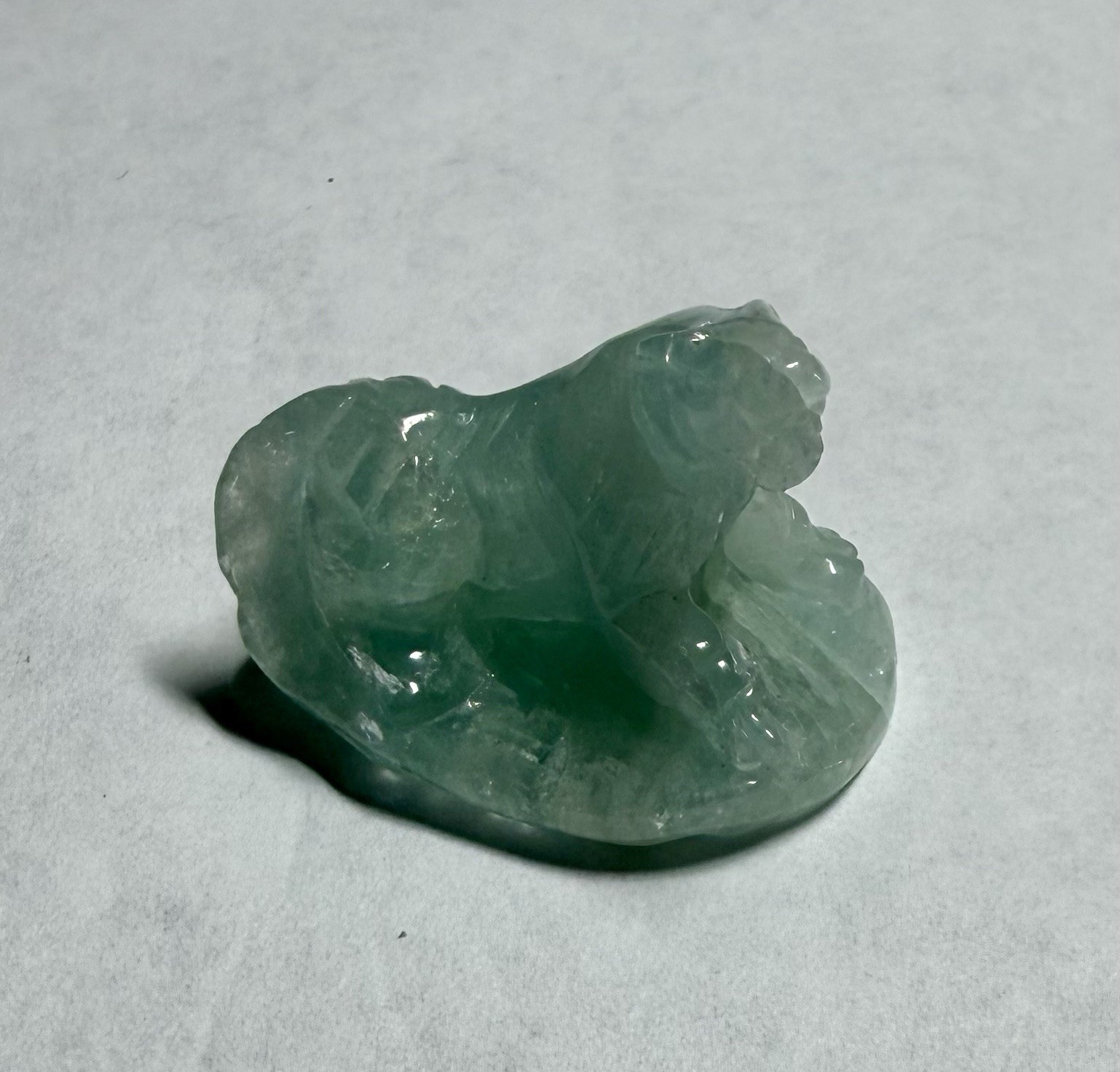 Tiger Carving In Natural Aquamarine 36.36 Cts