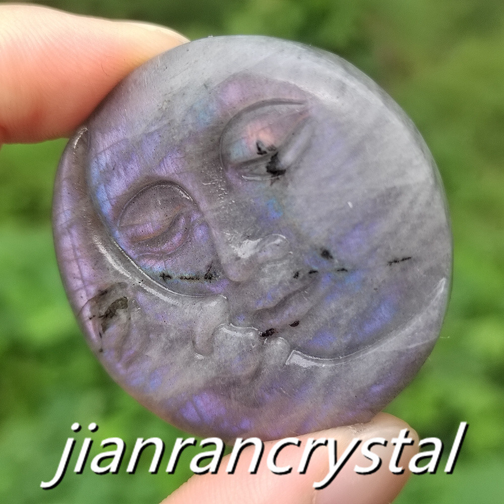 Natural Labradorite Sun and moon Skull Carved Quartz Crystal Skull Gift 1pc