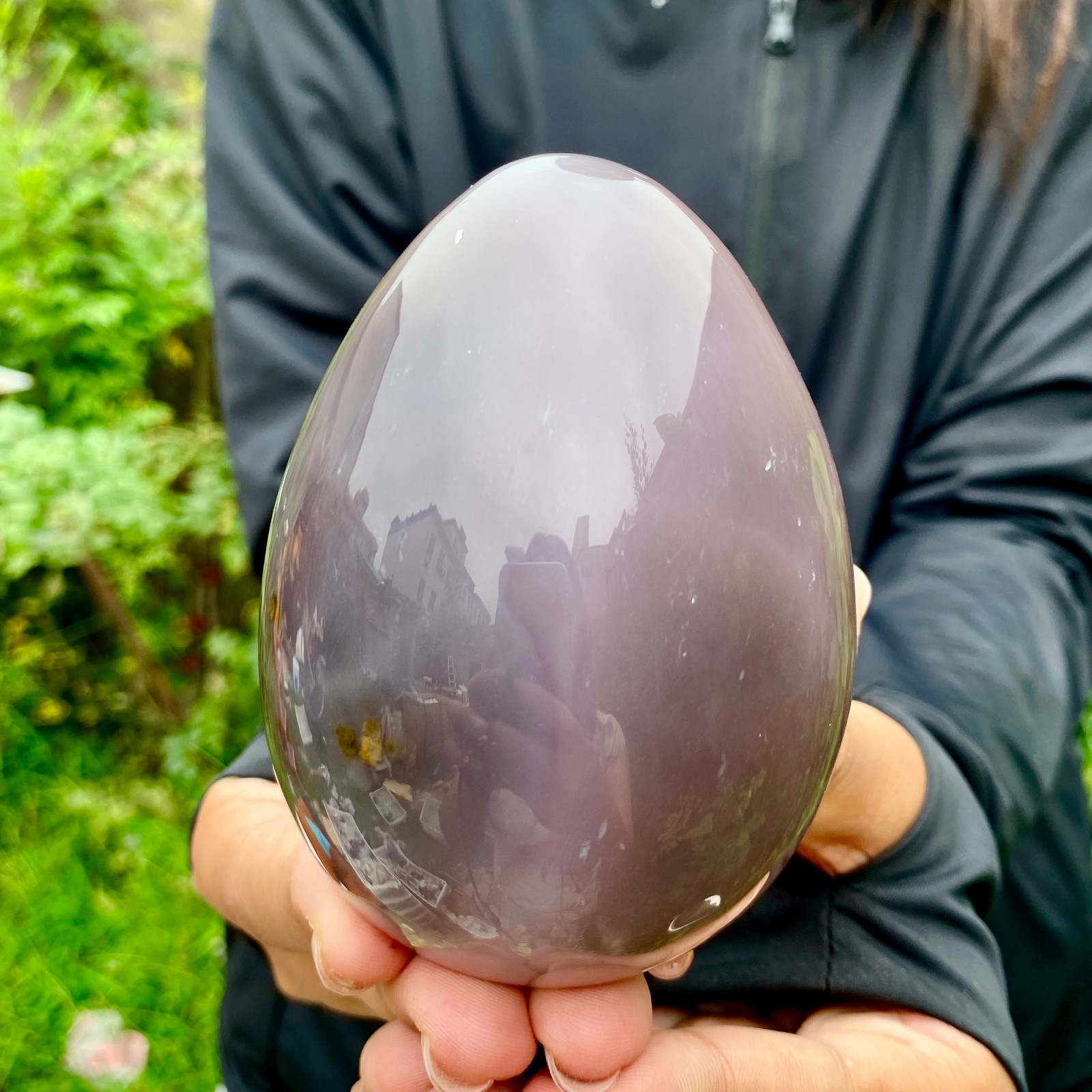 440G Premium Natural Agate Geode Egg Polished Gemstone Egg Healing Mineral Disp