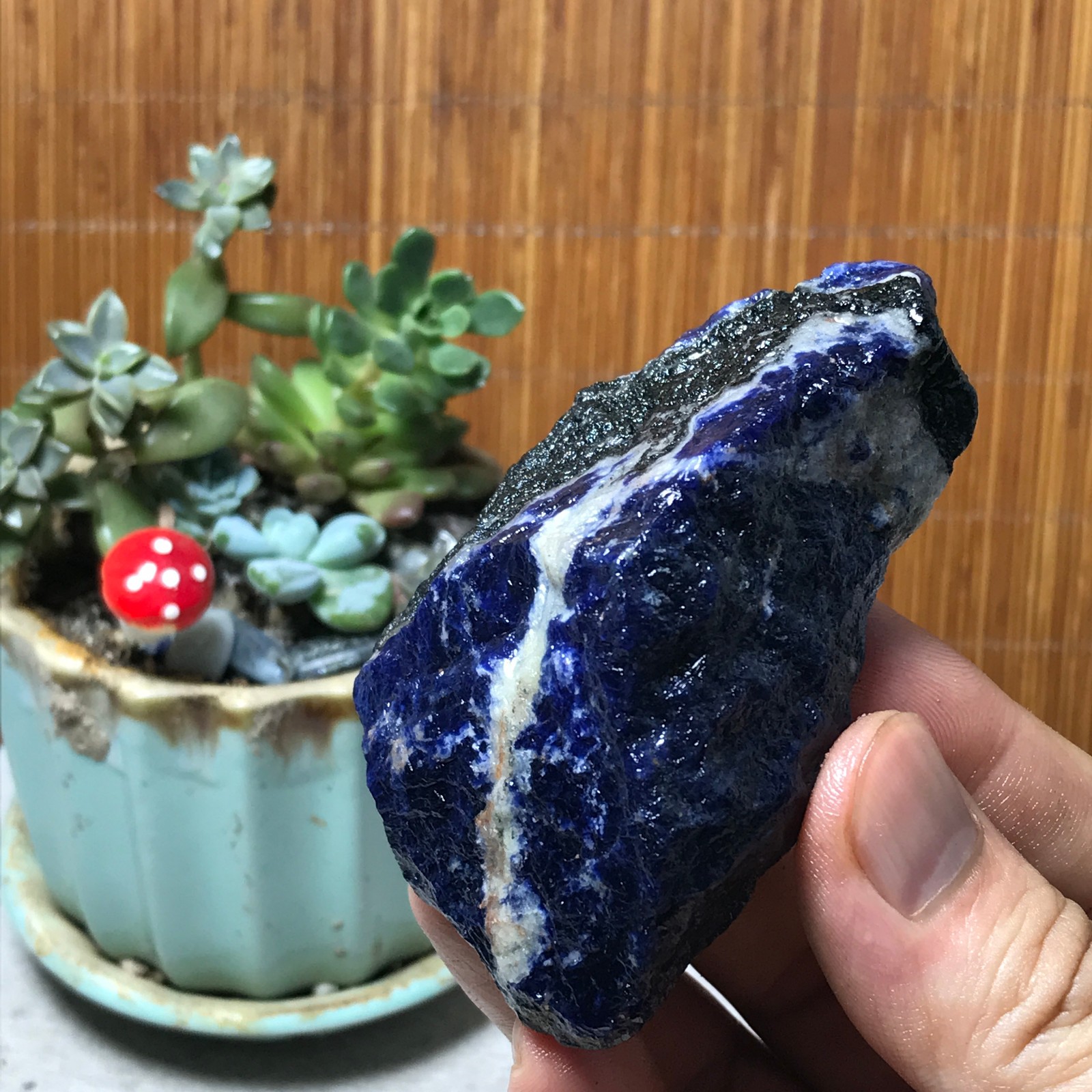Natural Blue sodalite Crystal gemstone Rough Mineral Specimen healing 91g A6387