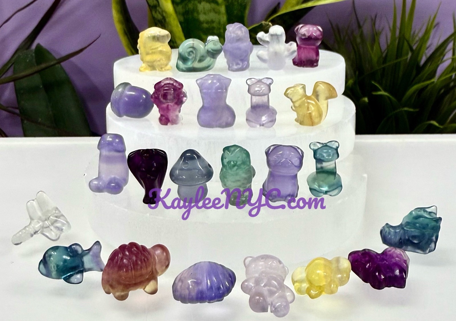 Wholesale Lot 24 Pcs Mix Mini Candy Fluorite Carvings Crystal Healing Energy