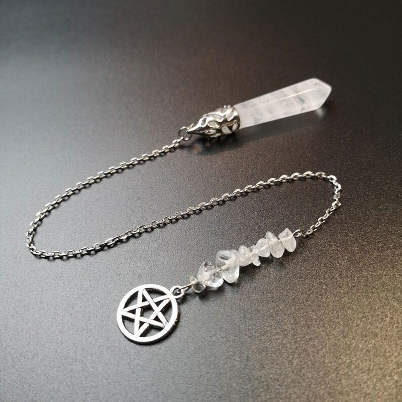 White Quartz Crystal Pendulum Dowsing Divination Pendant Spiritual Pendulos