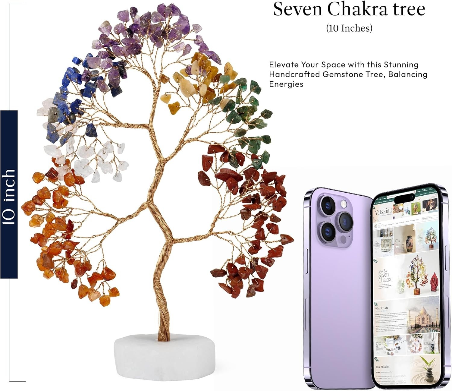 Seven Chakra Tree of Life Decor – Crystals and Healing Stones for Positive En…