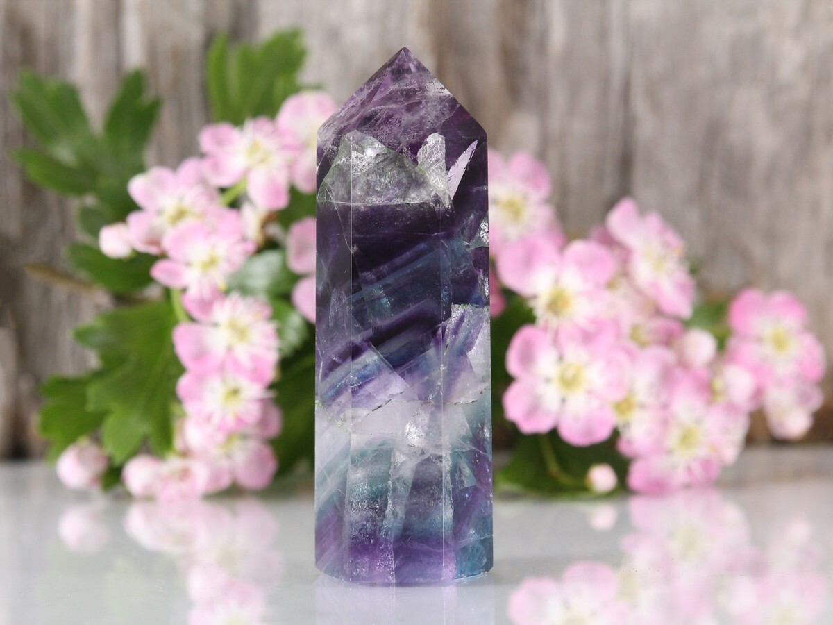 3 inch Rainbow Fluorite Stone Point Obelisk Natural Crystal Tower Decoration