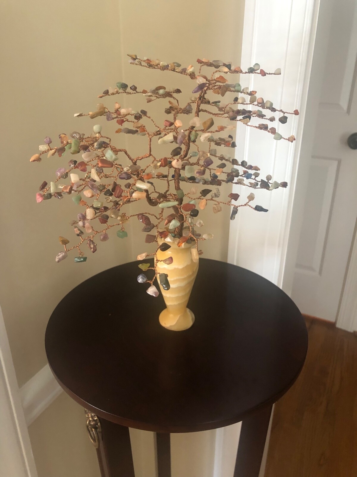 Gem Tree created by artist, 10″ width, 11″ height, multi colored gems