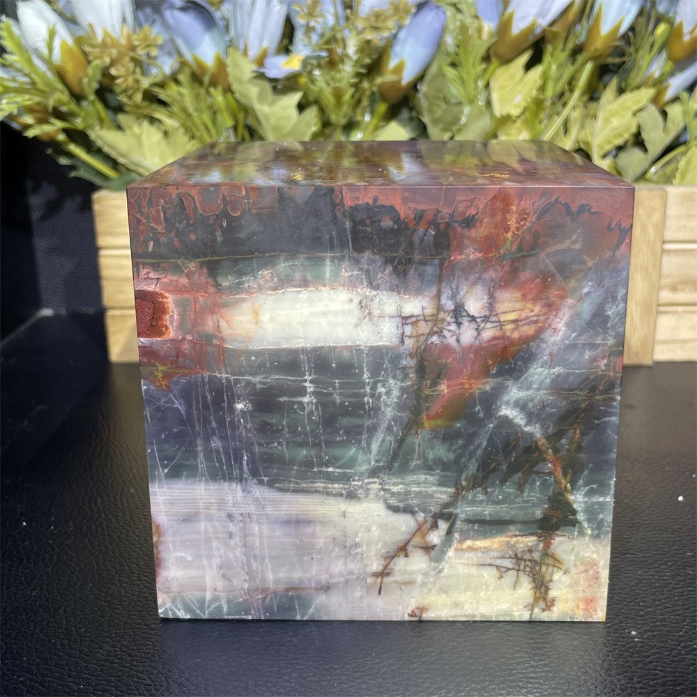 6.9LB 4.1″ A++Natural Creek Jasper Cube Square Crystal Quartz Energy Decor