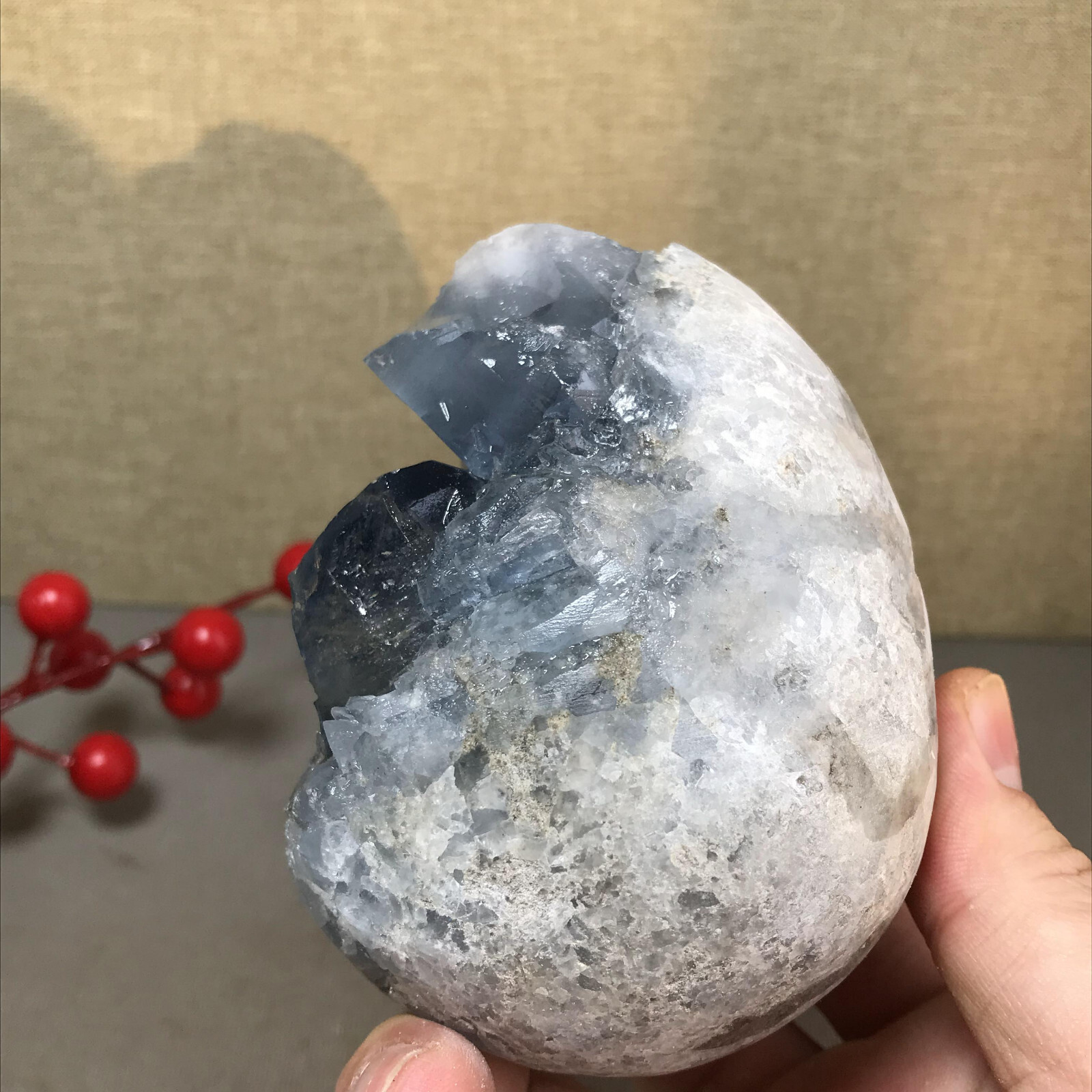 1.08kg Natural Raw Blue Celestite Crystal Quartz Cluster Geode Specimen A4512