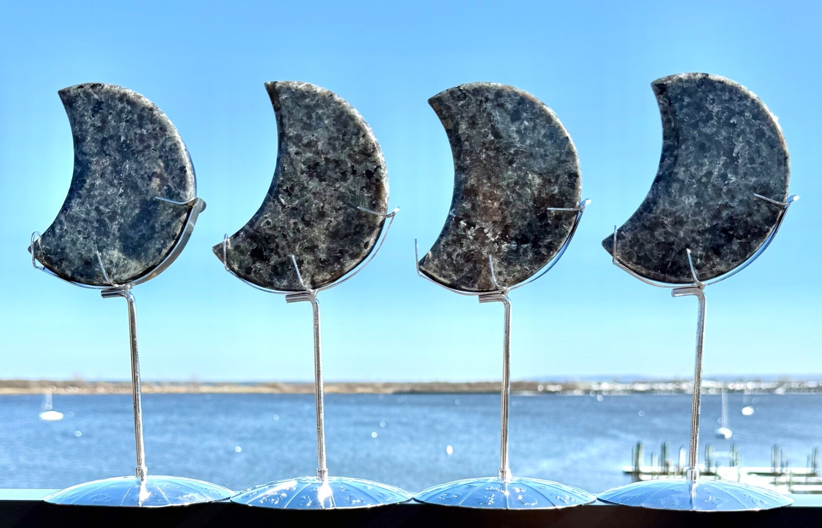 Wholesale Lot 4 Pcs Natural Yooperlite Moon W/ Zodiac stand Healing