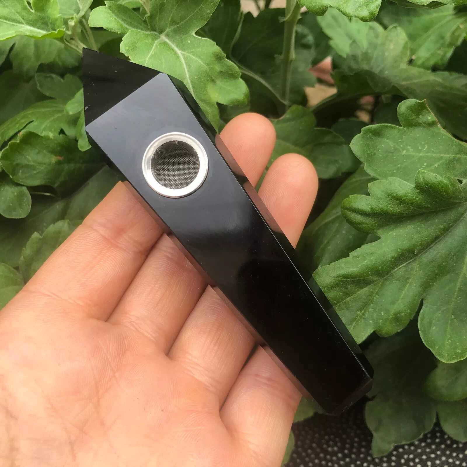 Natural Black Obsidian Quartz Smoking Pipe Healing Crystal Point Wand Stone Rock