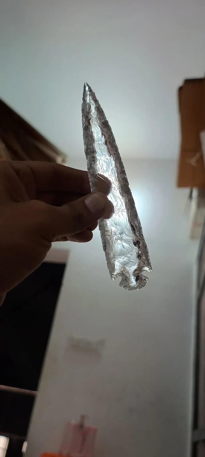 Large Rock Crystal Quartz Arrowhead, Glass Crescent Gemstone for Jewelry Making