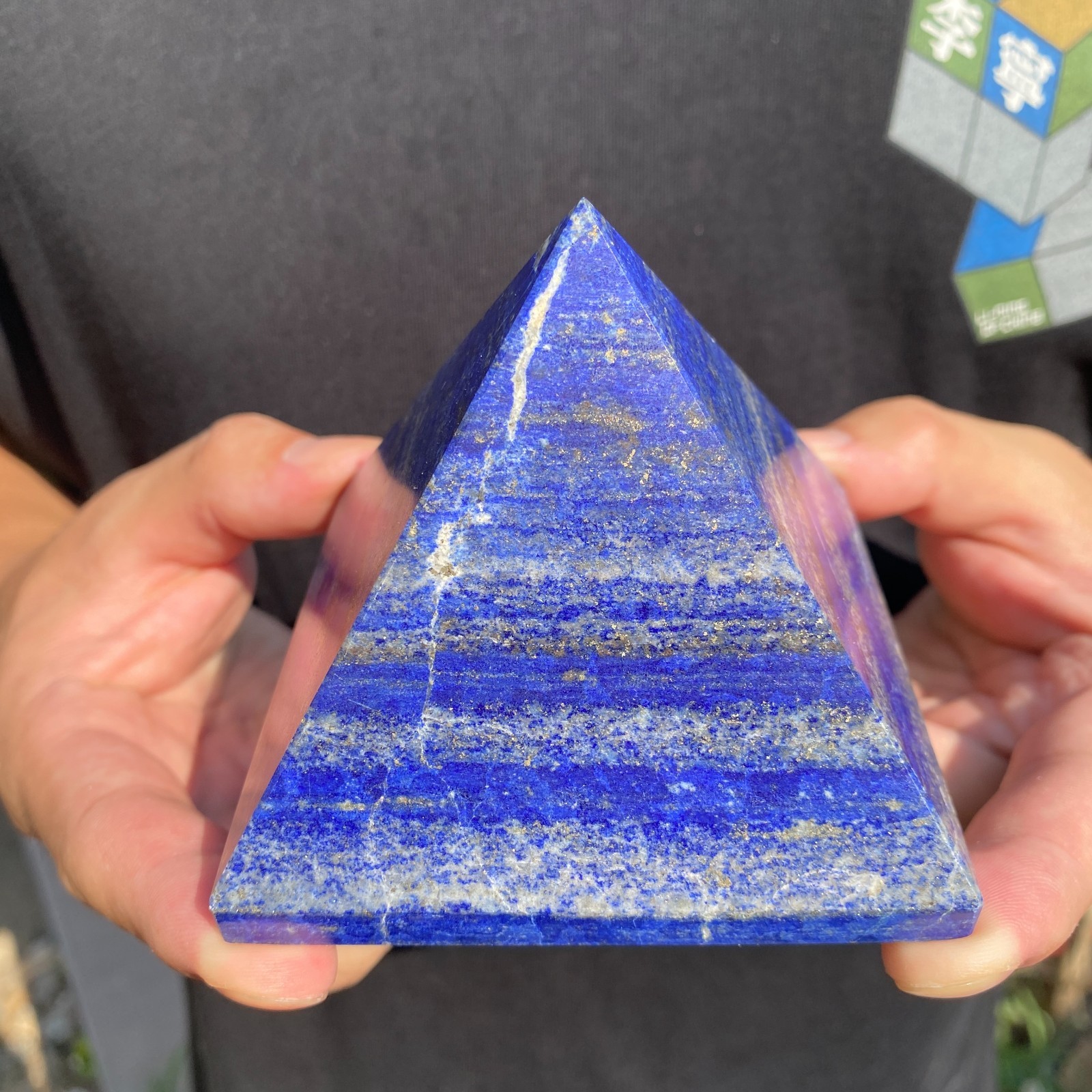1.4lb Natural lapis lazuli hand-carved pyramid mineral specimen HEALING