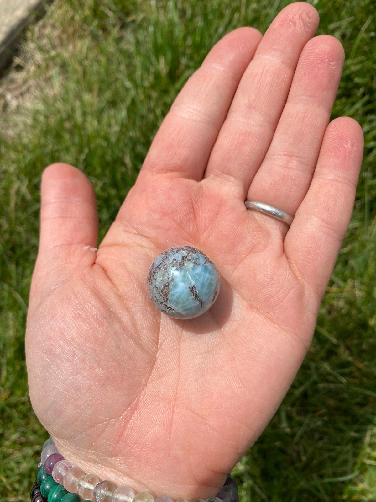 Larimar Sphere – Polished Stone, Natural Larimar from Dominican Republic