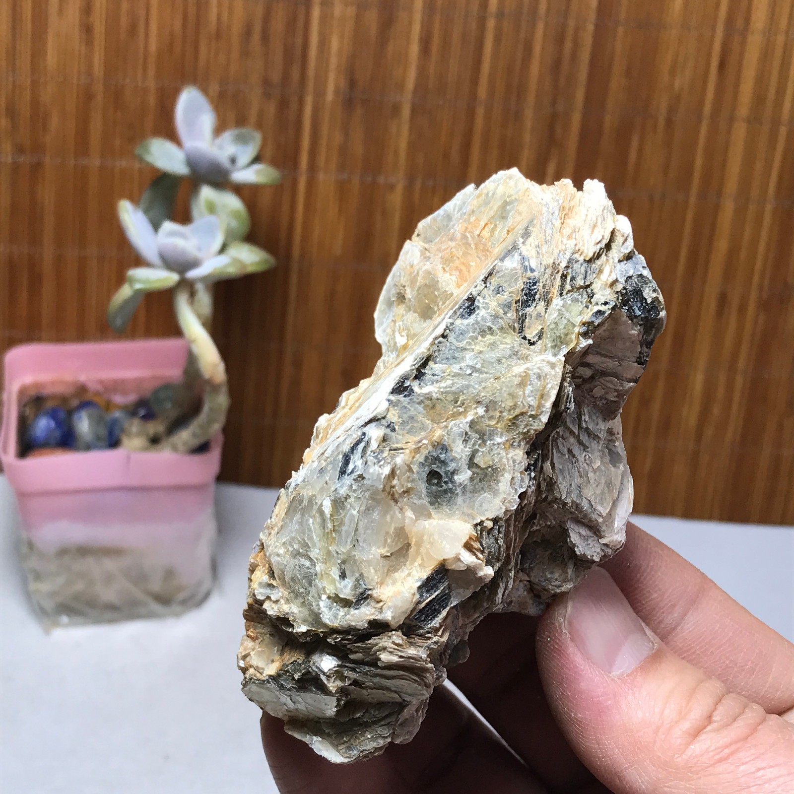 Natural Yellow mica lepidolite crystal specimen spiritual restoration 170g A6371