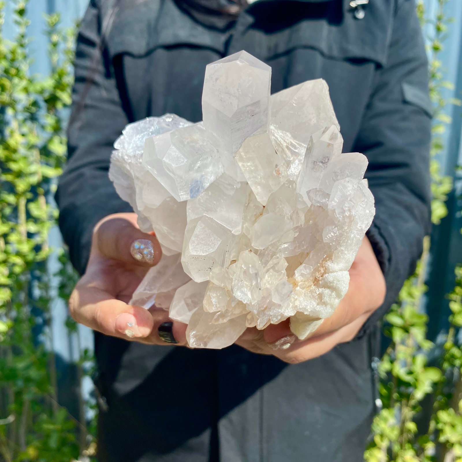 2.1LB Natural rare white water crystal cluster backbone mineral specimen