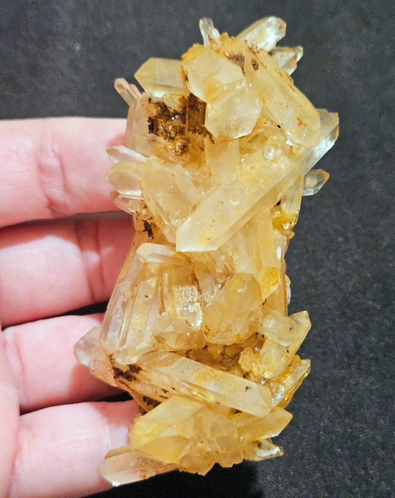 Lot Of 4 Quartz Crystal Clusters, Golden Healer, Clear, Smoky Raw Minerals, 253g
