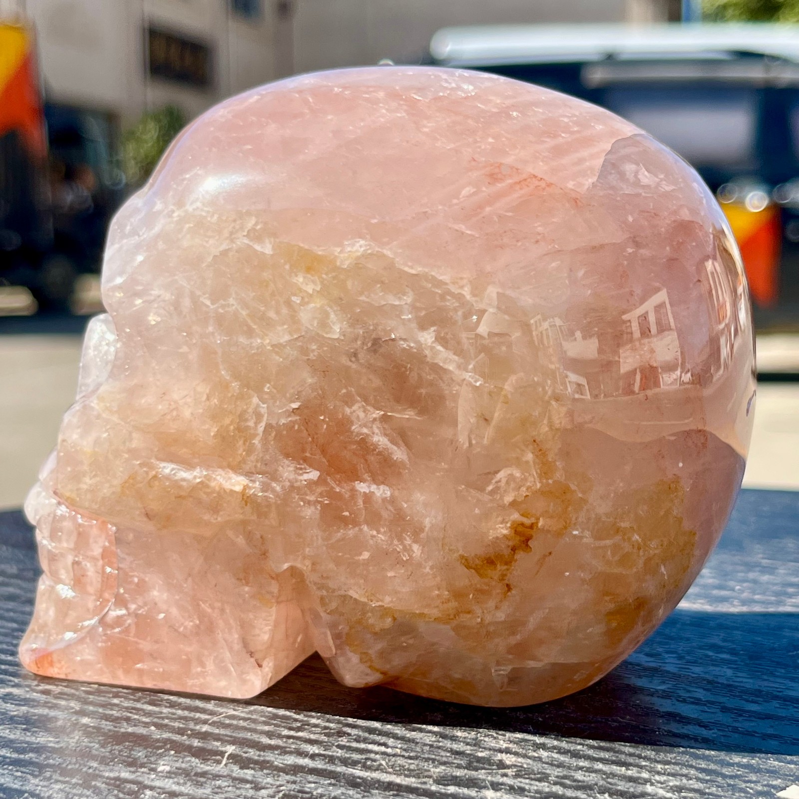 Hand Carved Red Agate Skull Crystal Sphere Home Ornament 2.7 lb