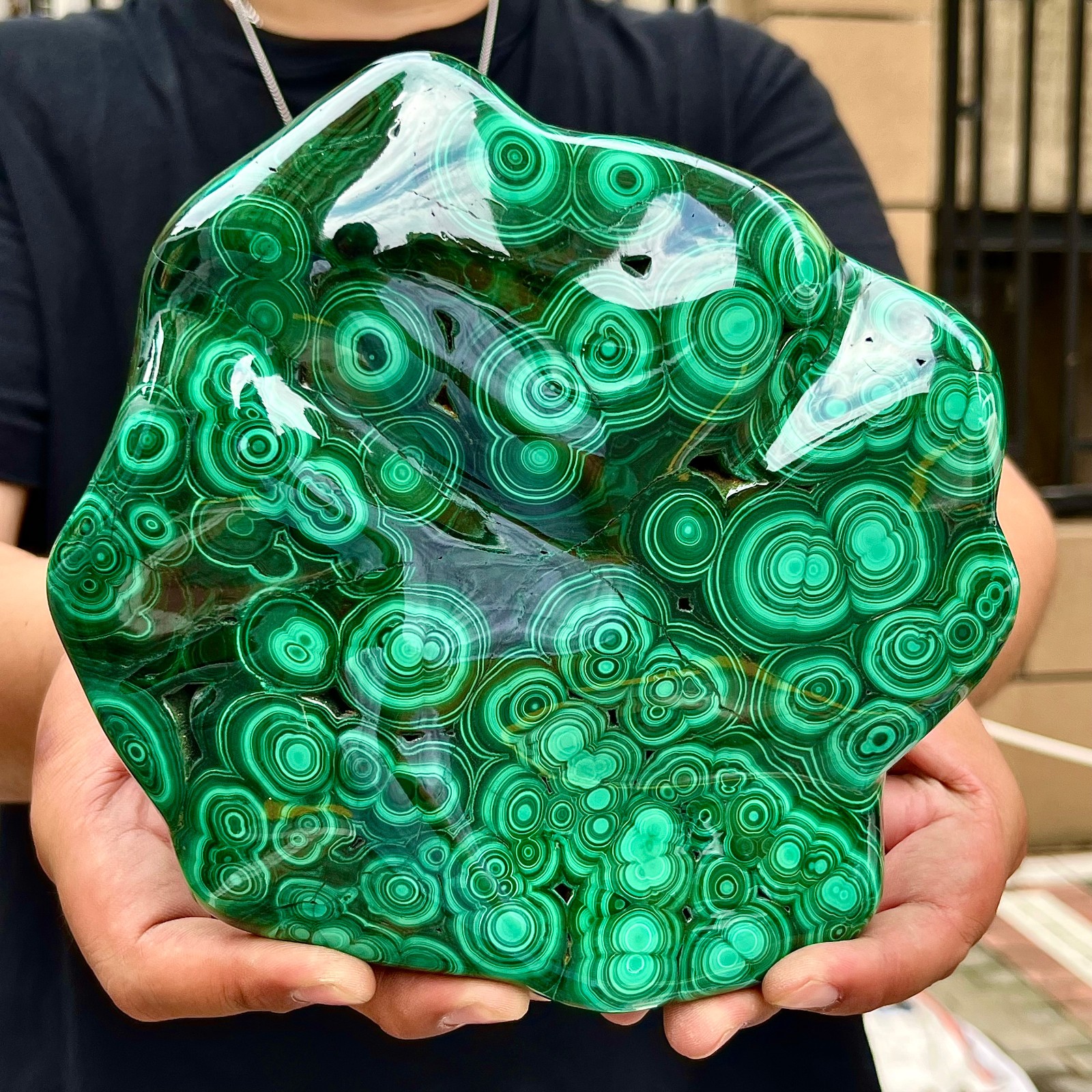7.19LB Natural glossy Malachite transparent cluster rough mineral sample
