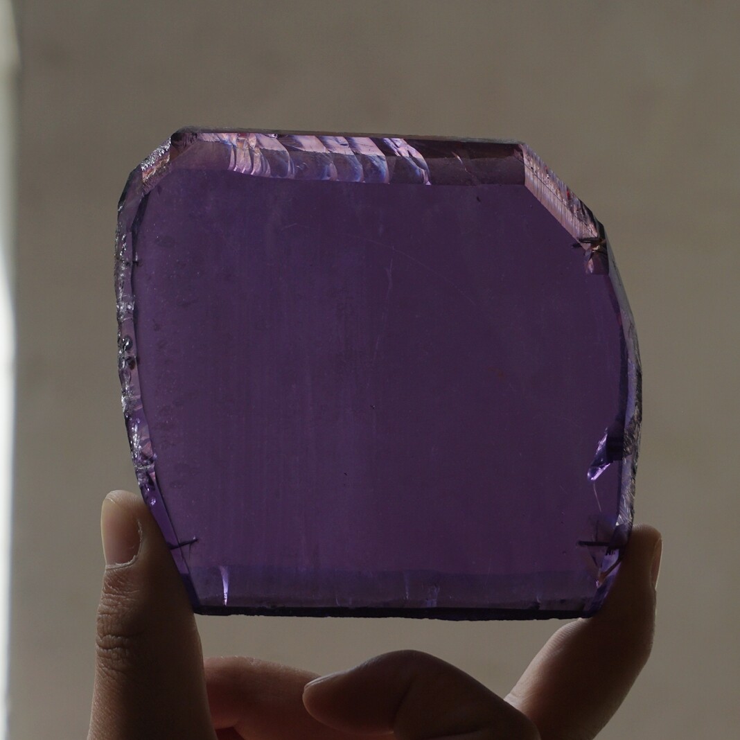1.3LB 2Pcs PURPLE TRANSPARENT MAN-MADE LAB QUARTZ CRYSTAL BRICK MATERIAL China