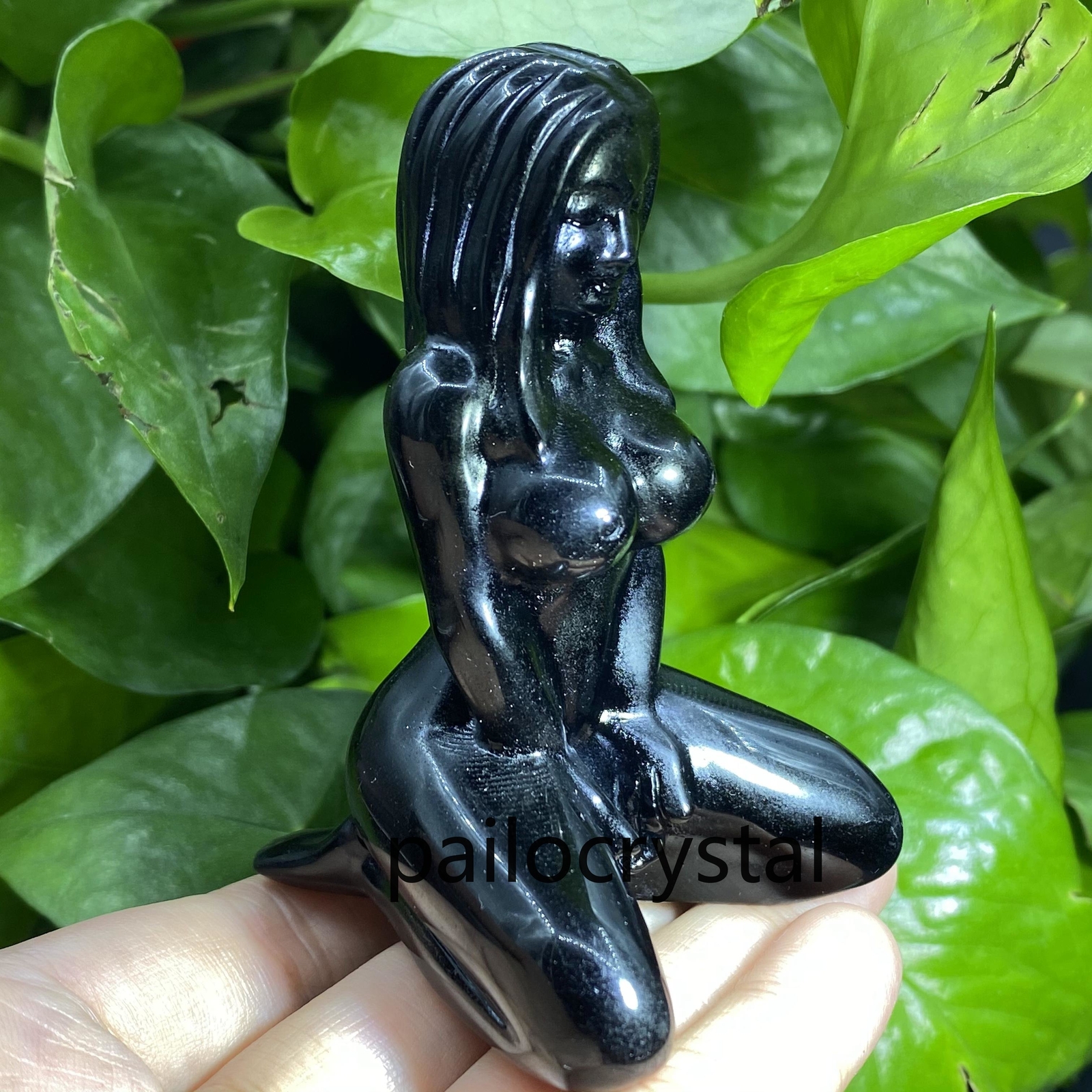 3″ Natural Obsidian Women Naked Quartz Crystal Skull Carved Goddess Figurines 1X