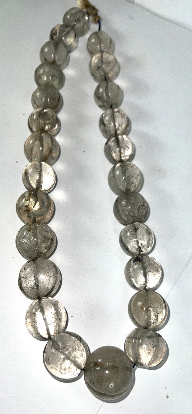 TIBETAN MELON SHAPED CRYSTAL QUARTZ BEAD NECKLACE NEPAL Late 19th century.