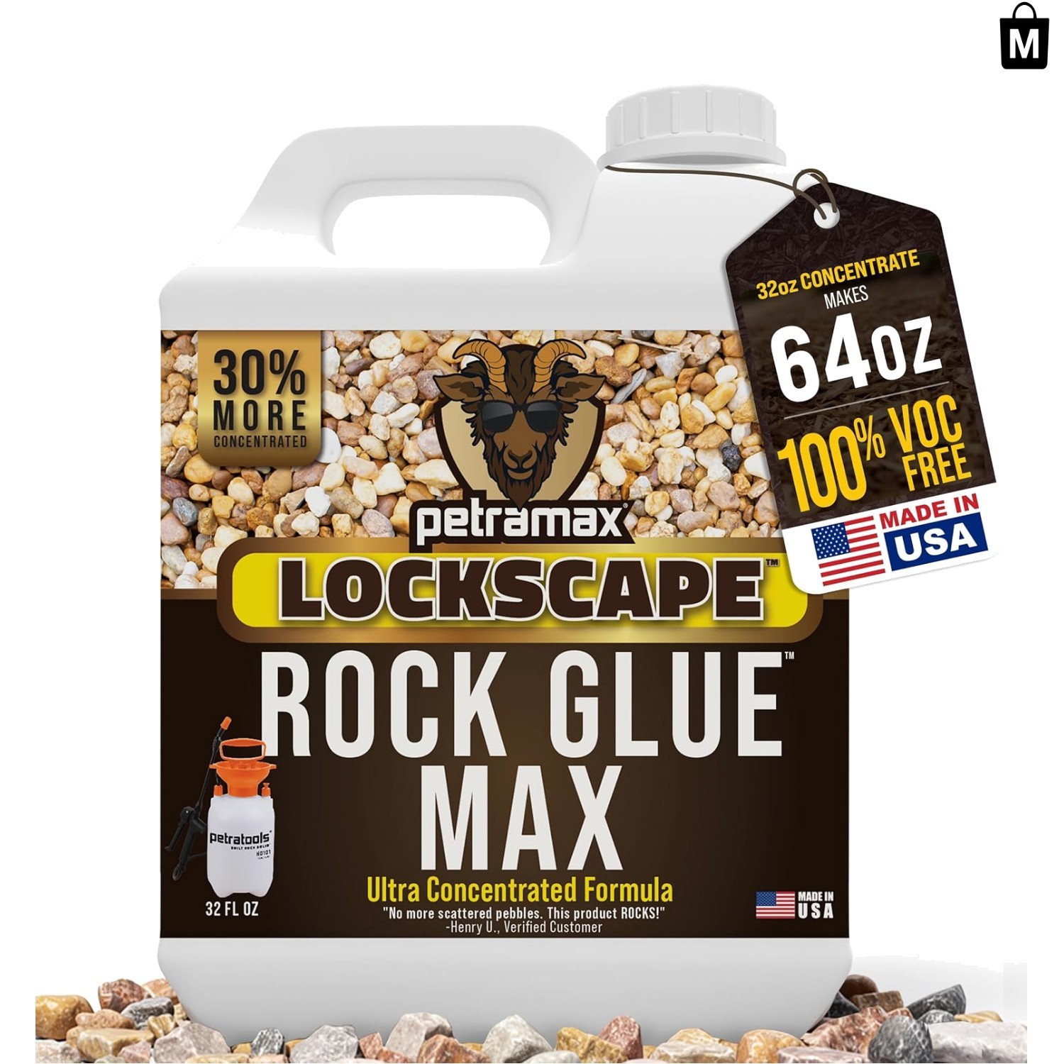 Max Rock Glue 32 oz – Pet Safe Landscape Adhesive for Stone & Gravel