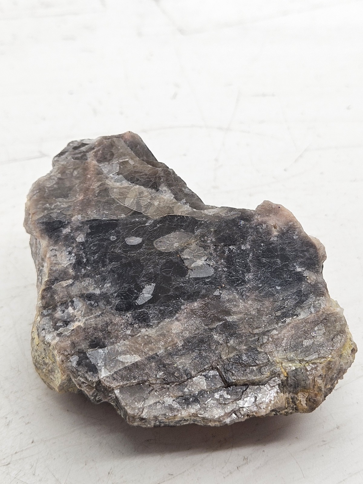 Natural Rough Black Moonstone Specimen – Raw Healing Crystal with Silver Flash