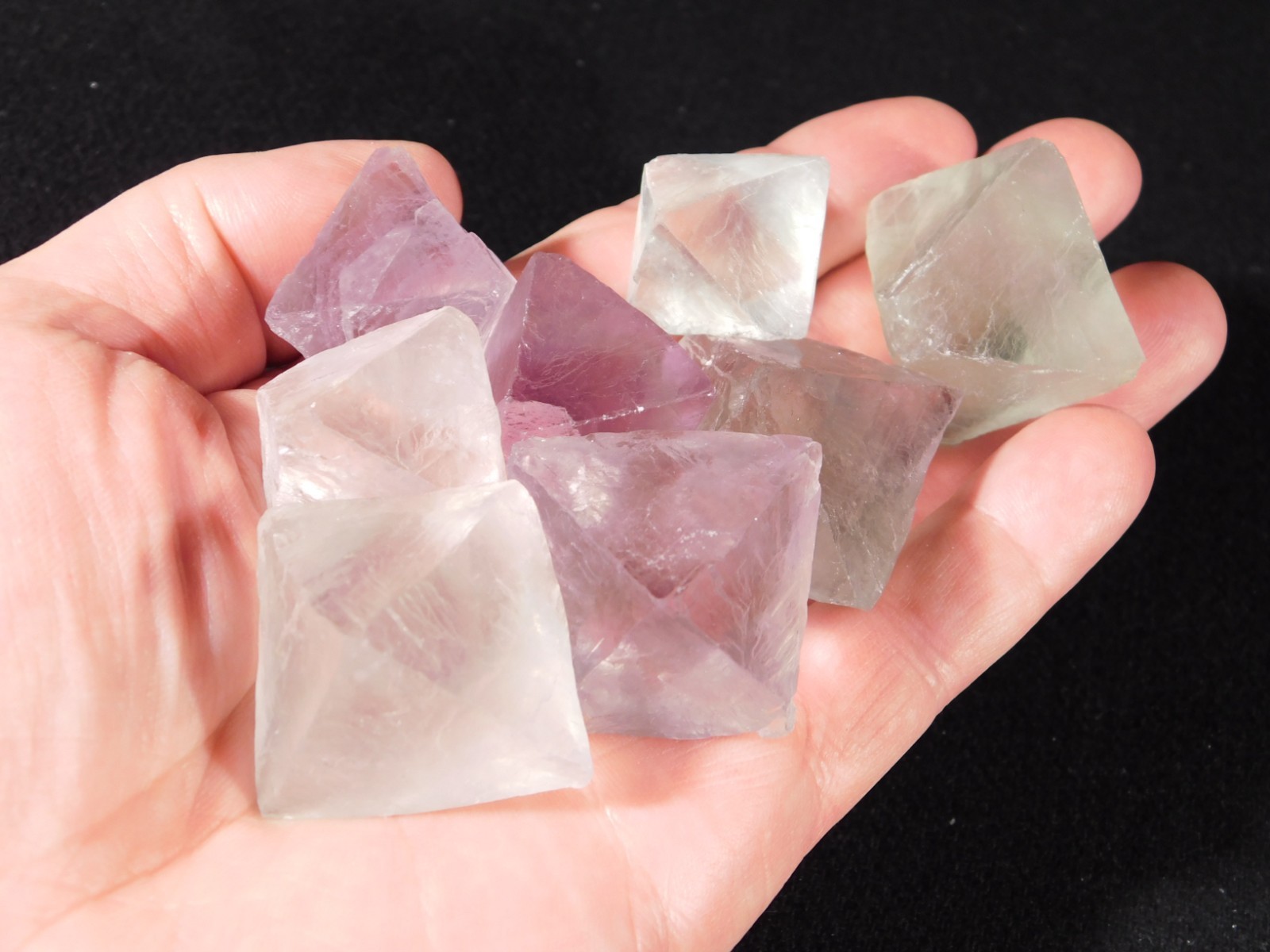 Big Lot of EIGHT! Translucent Octahedron FLUORITE Crystals From China 292gr