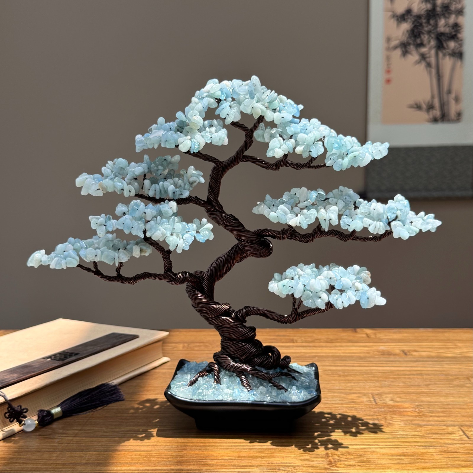 Aquamarine Crystal Bonsai tree Natural gemstone tree