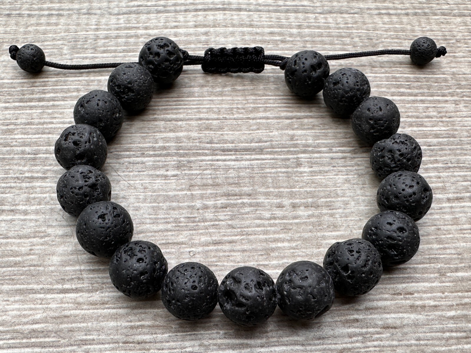 Grade A++ Black Lava Rock Crystal Adjustable Bead Bracelet 10mm, Bulk Lot