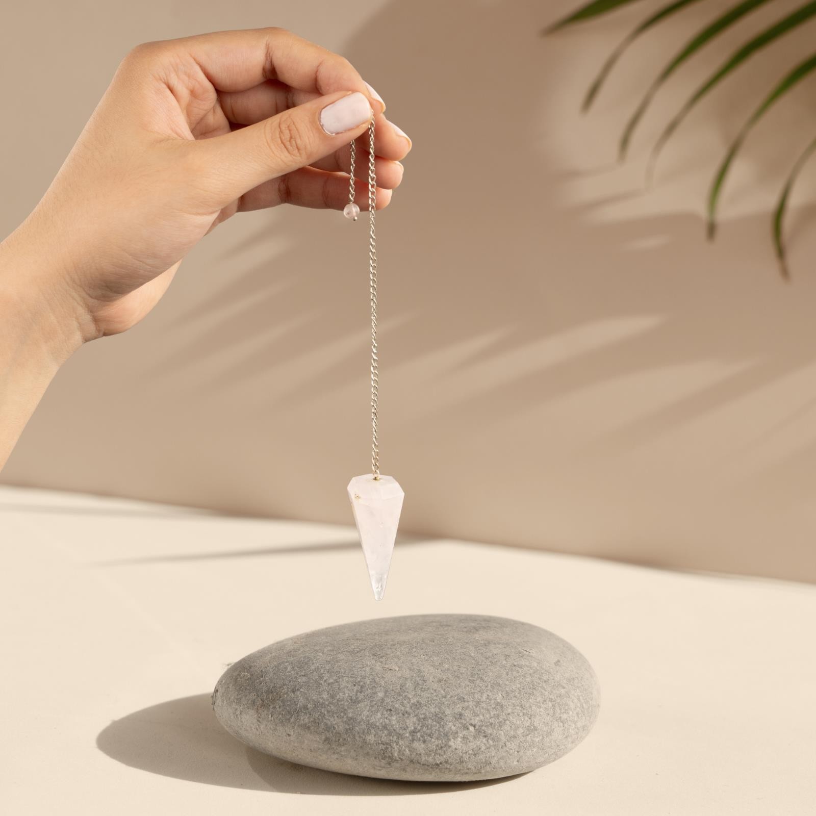 Rose Quartz Pendulum Crystal Divination Tools — Dowsing Pendulum Crystal with Cr