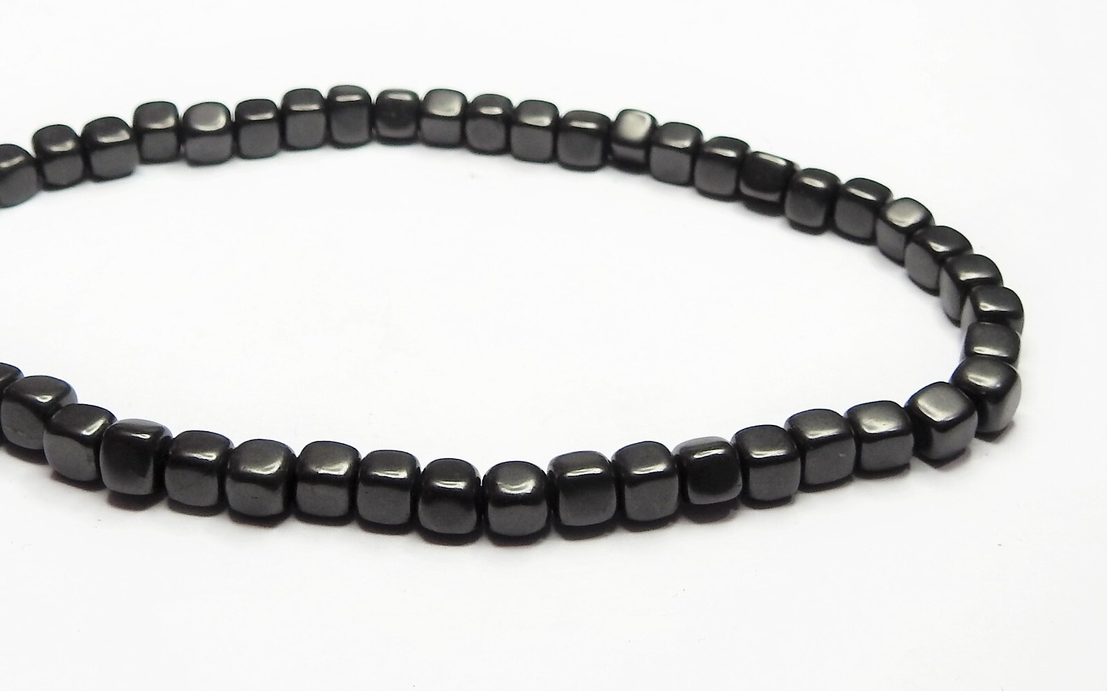 Shungite Necklace 6mm. Cubic Beads – EMF Protection & Healing