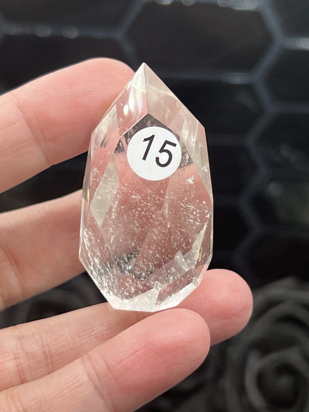 Natural Clear Quartz Faceted Egg HQ Self standing L@@K Free ship & Gift