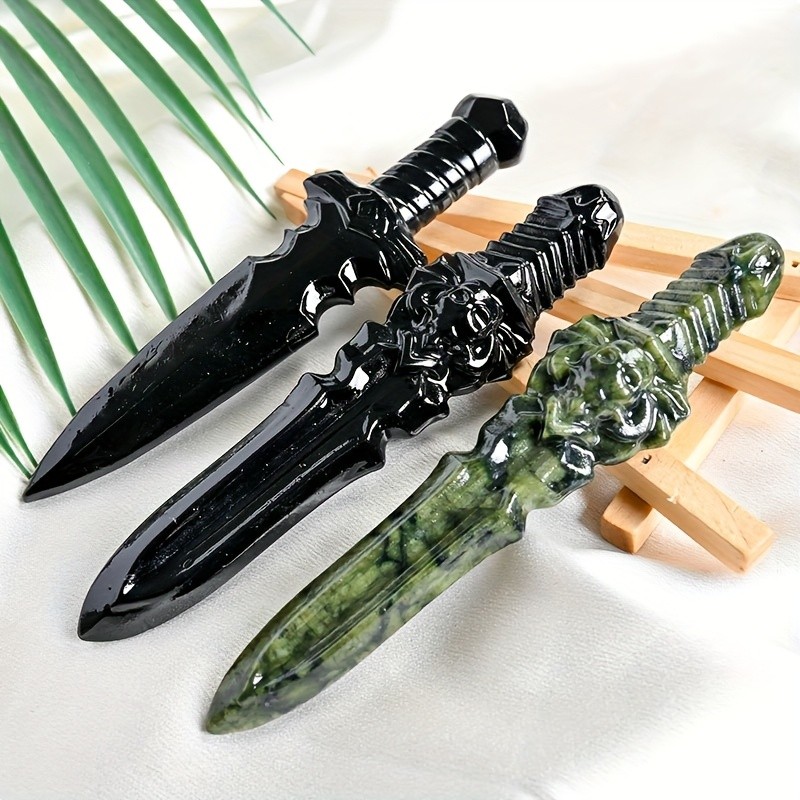 5.91inch-Hand-carved Crystal Sword Multi-material Quartz Dagger Healing Gift