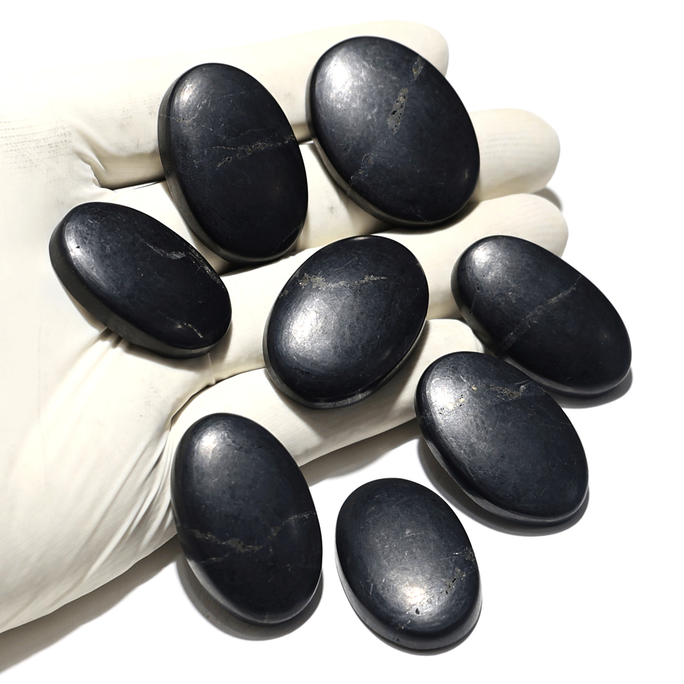Protective Frequency~ 8 PC Natural Shungite Collectible Oval Gem Crystal Set