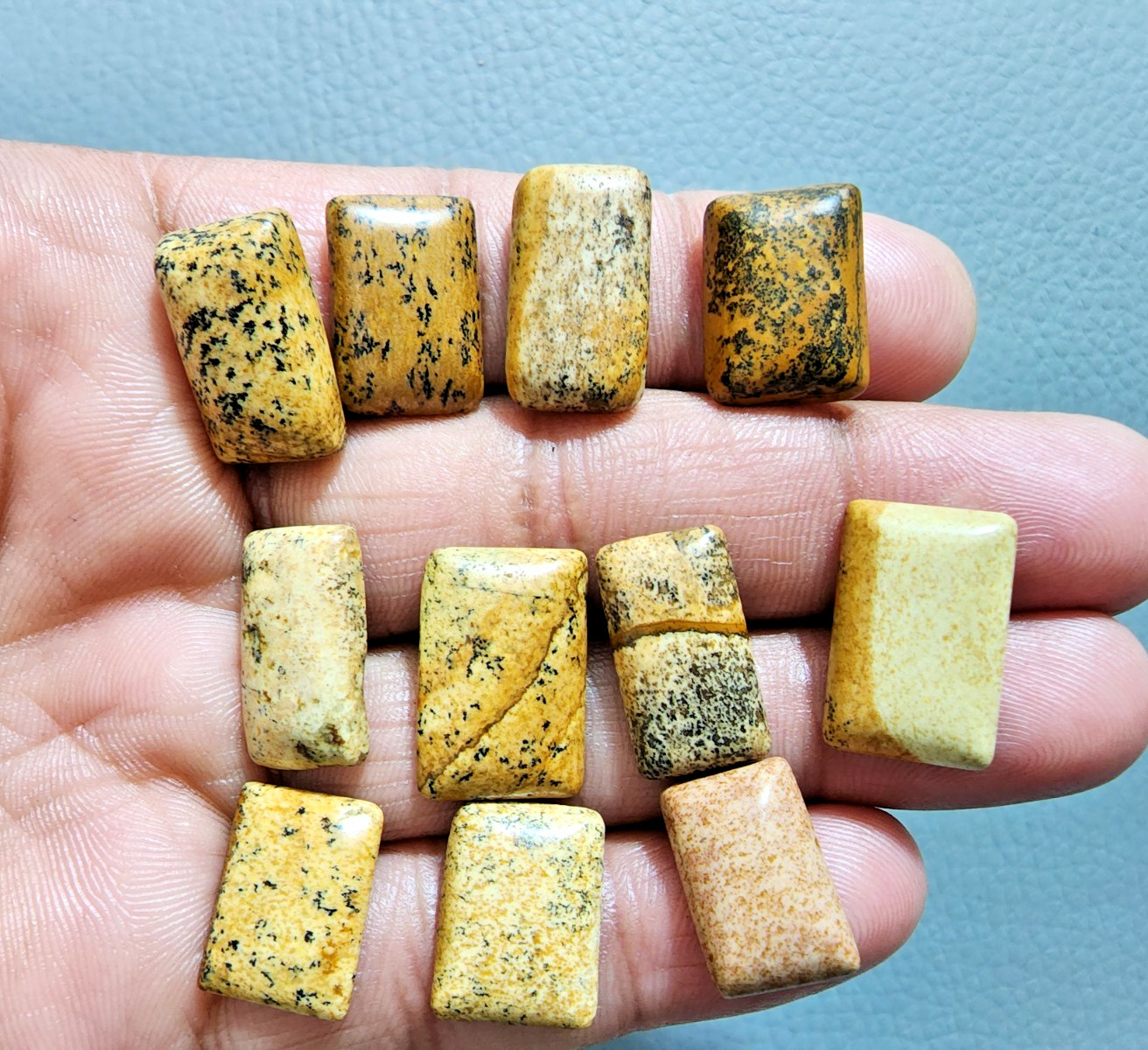 11 Pcs Lot Beautiful Picture Jasper Cabochons Polished Stone Jewelry Making Lot