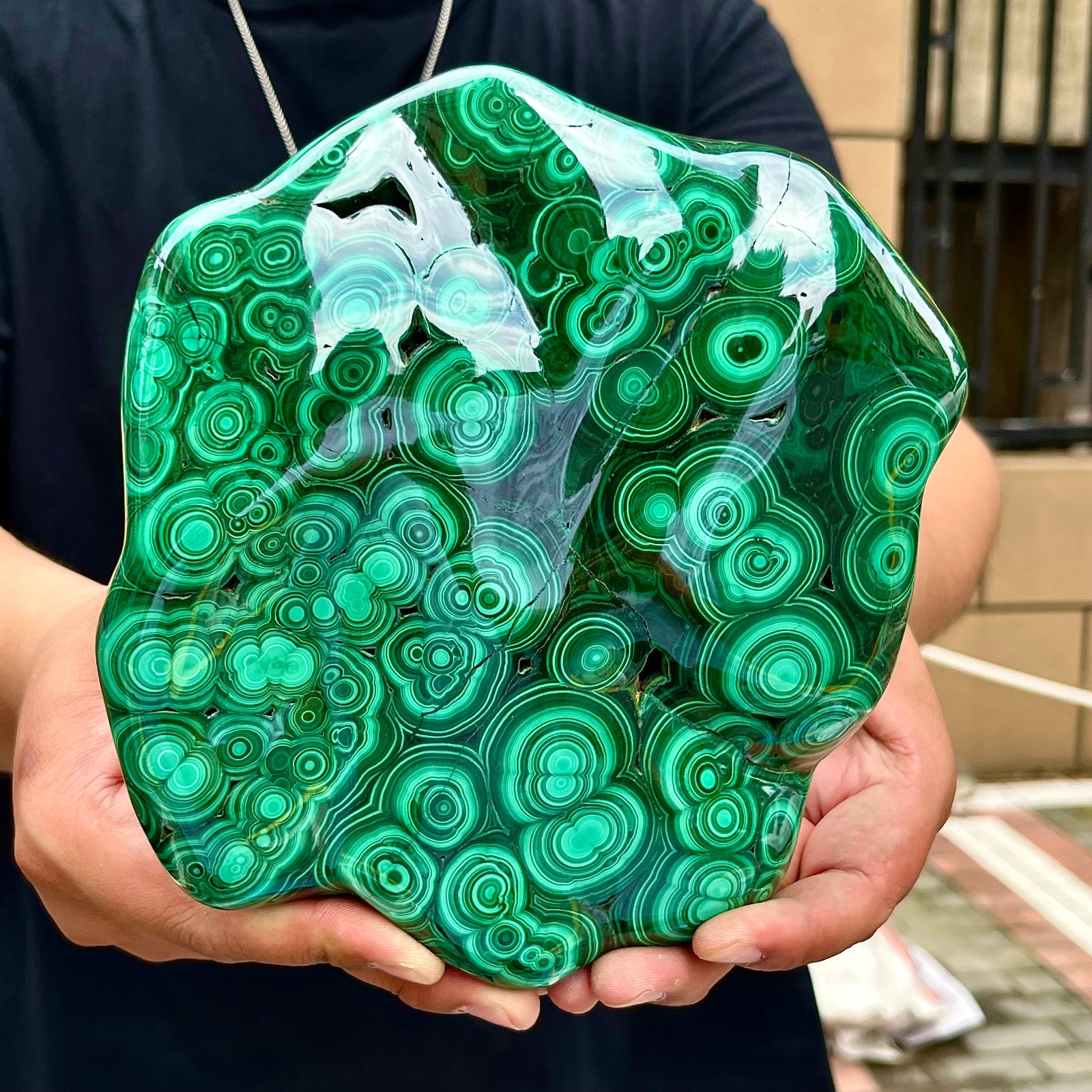 7.19LB Natural glossy Malachite transparent cluster rough mineral sample