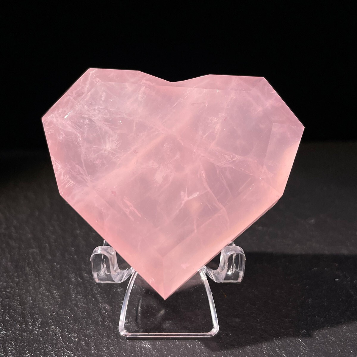 Rose Quartz Heart Faceted Crystal Heart Hand Craved Healing Stone Inspired Reiki