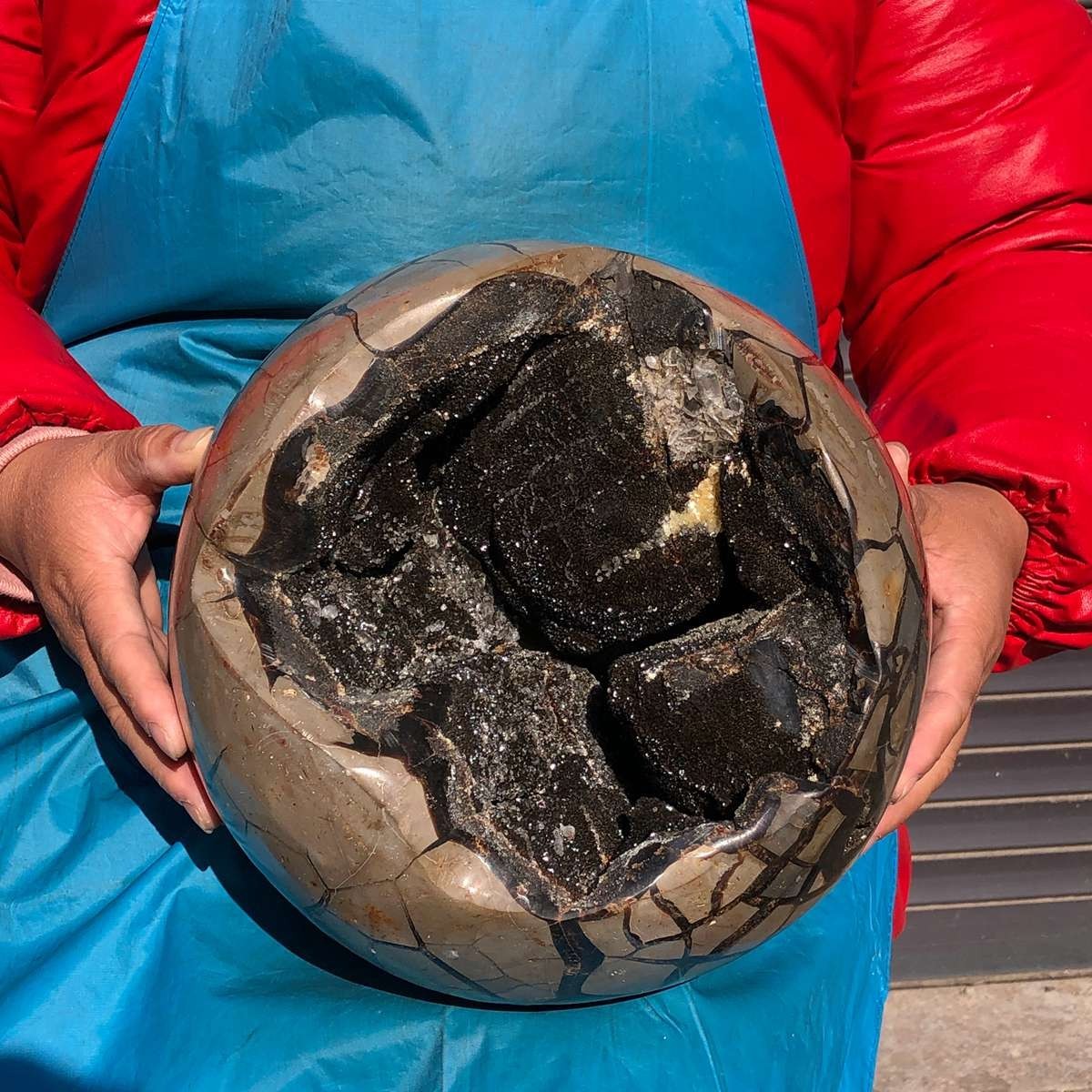 38.5LB Top Natural Turtle Back Stone Hole Shape Dragon Crystal Crack Gem Reiki