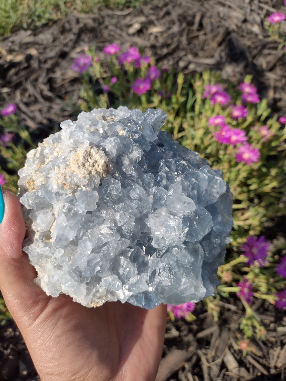 XL Celestite Cluster Raw Stone Rough Crystal Geode Specimen