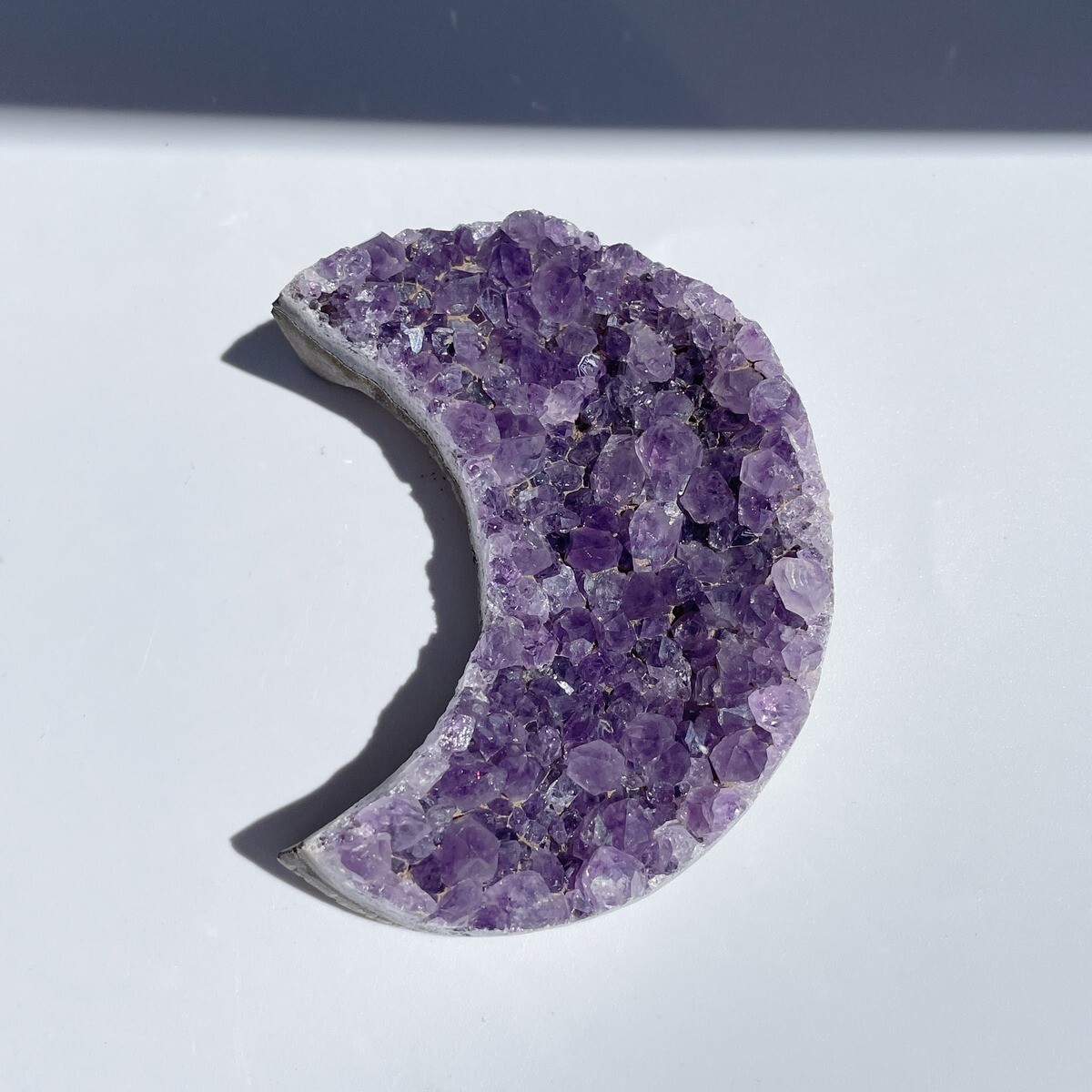 Raw Crescent Moon Shape Amethyst Crystal Cluster Geode Chunks Rocks Gift