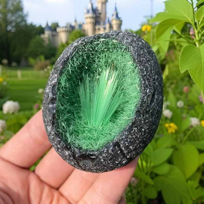 Natural Raw Magnetite Goethite Green Copper Ore Mineral Cluster Geode Specimens