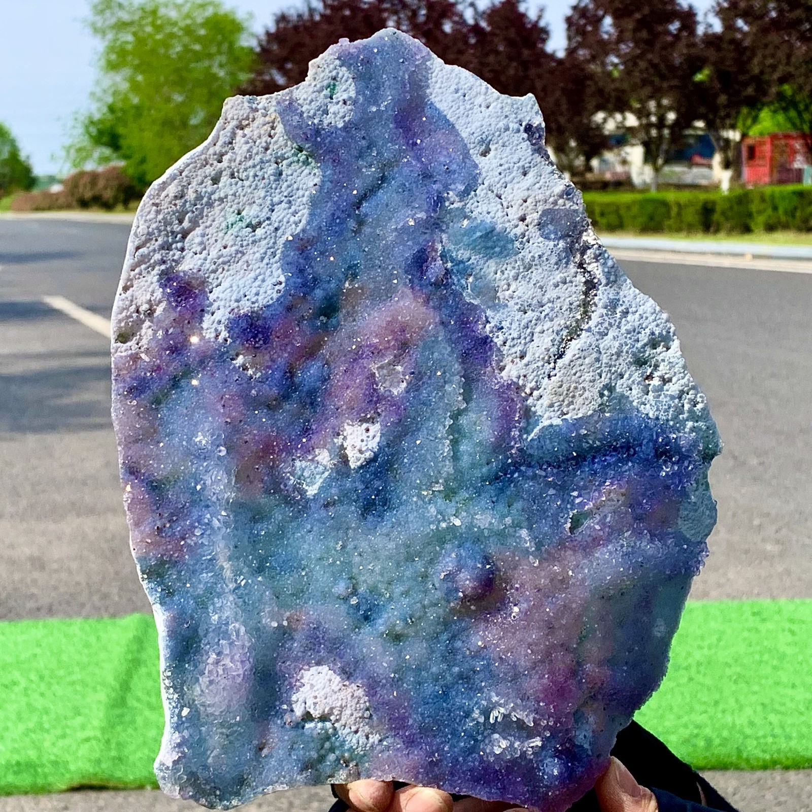400G Natural Vision Amethyst quartz cluster crystal druzy mineral specimen
