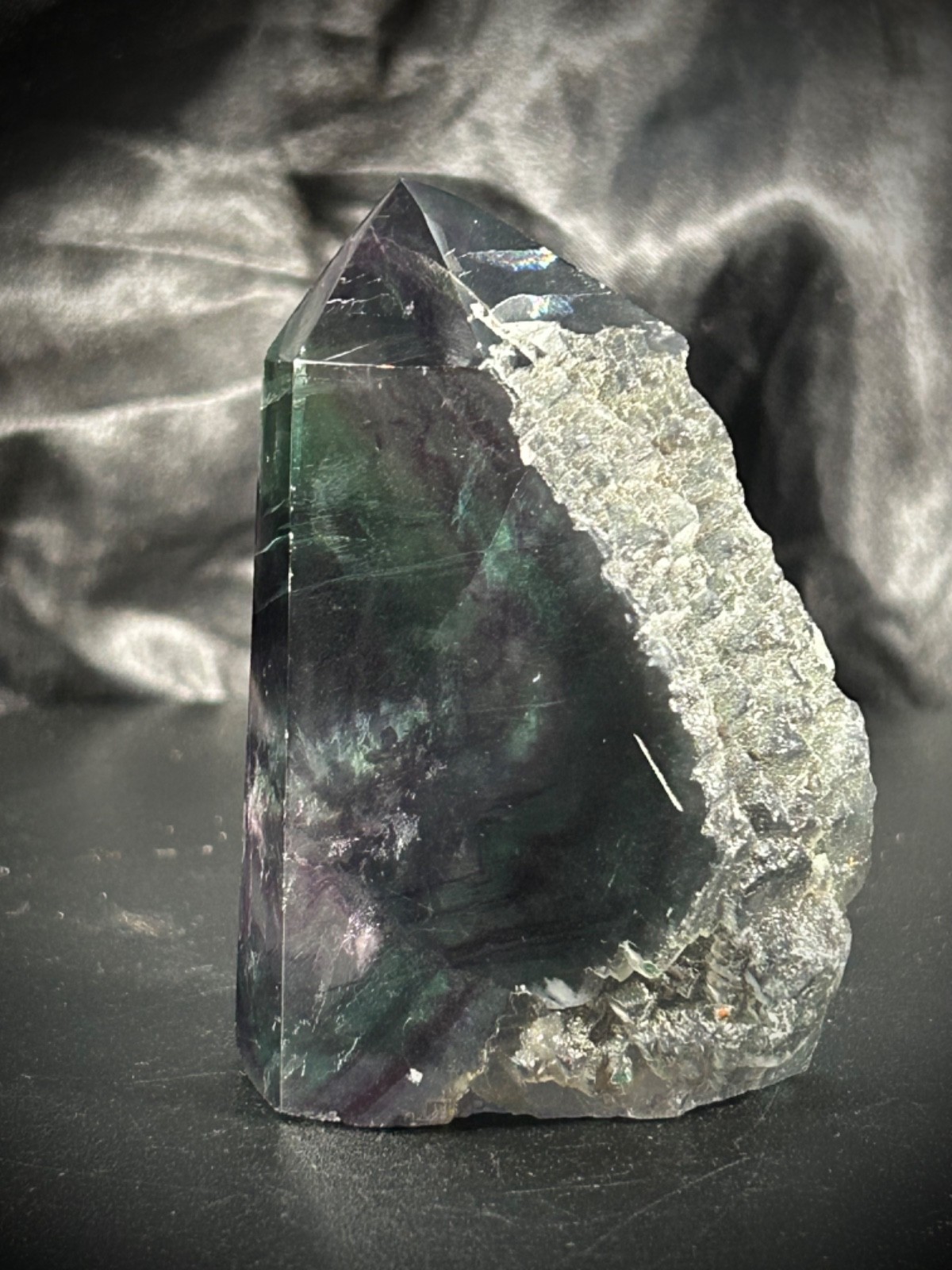 3″ Rainbow Fluorite 4 Polished/1 Rough Side Tower 6.3oz (179 grams)