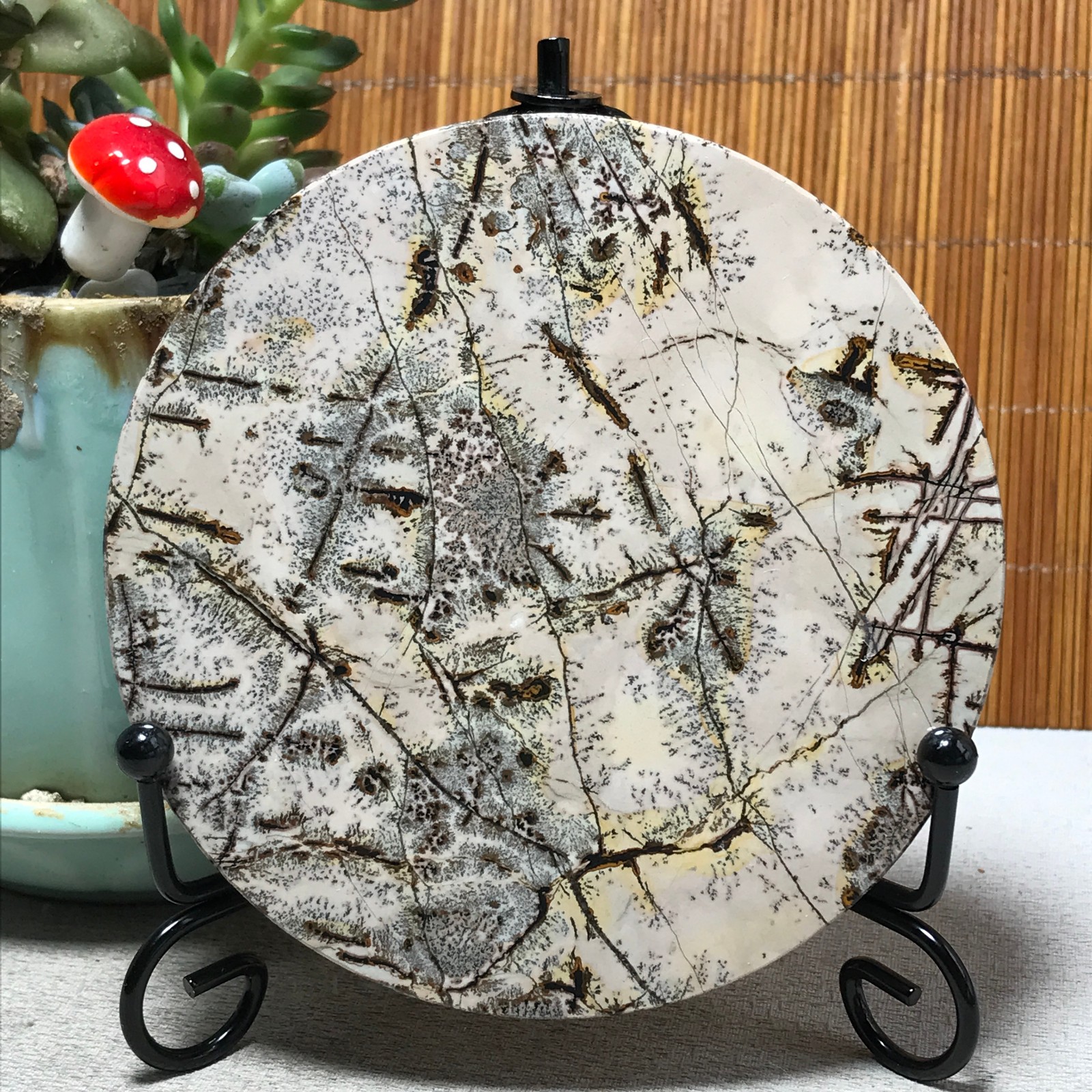 93mm Natural Chinese painting stone crystal ornaments for home decoration A6484